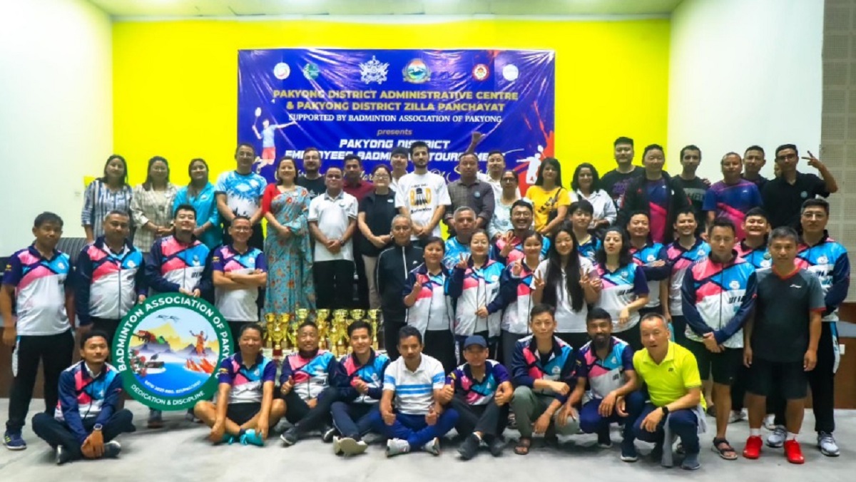 Employees from Pakyong, Sikkim, excel at a badminton event honoring statehood
