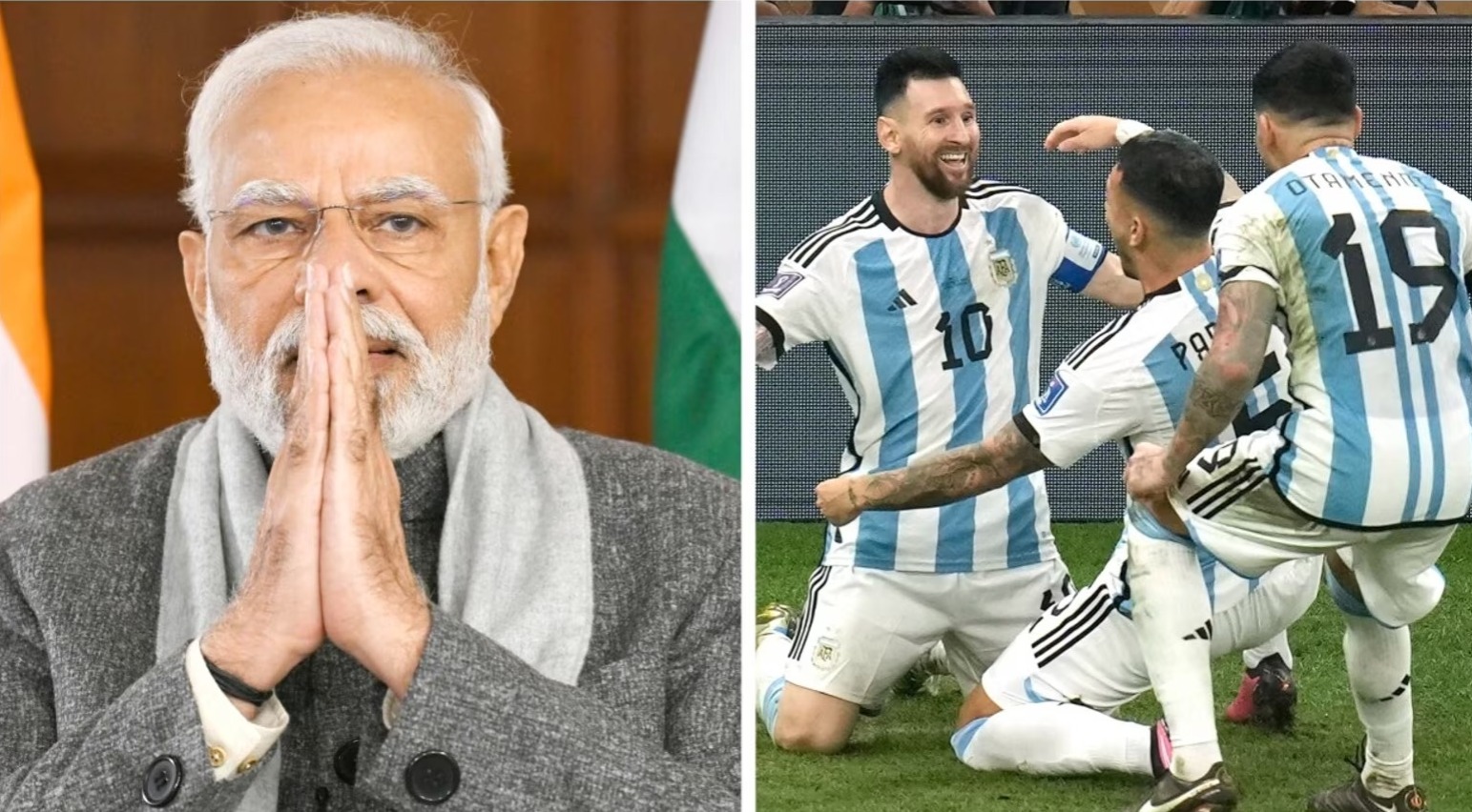 Football legend Lionel Messi presents World Cup jersey to PM Modi