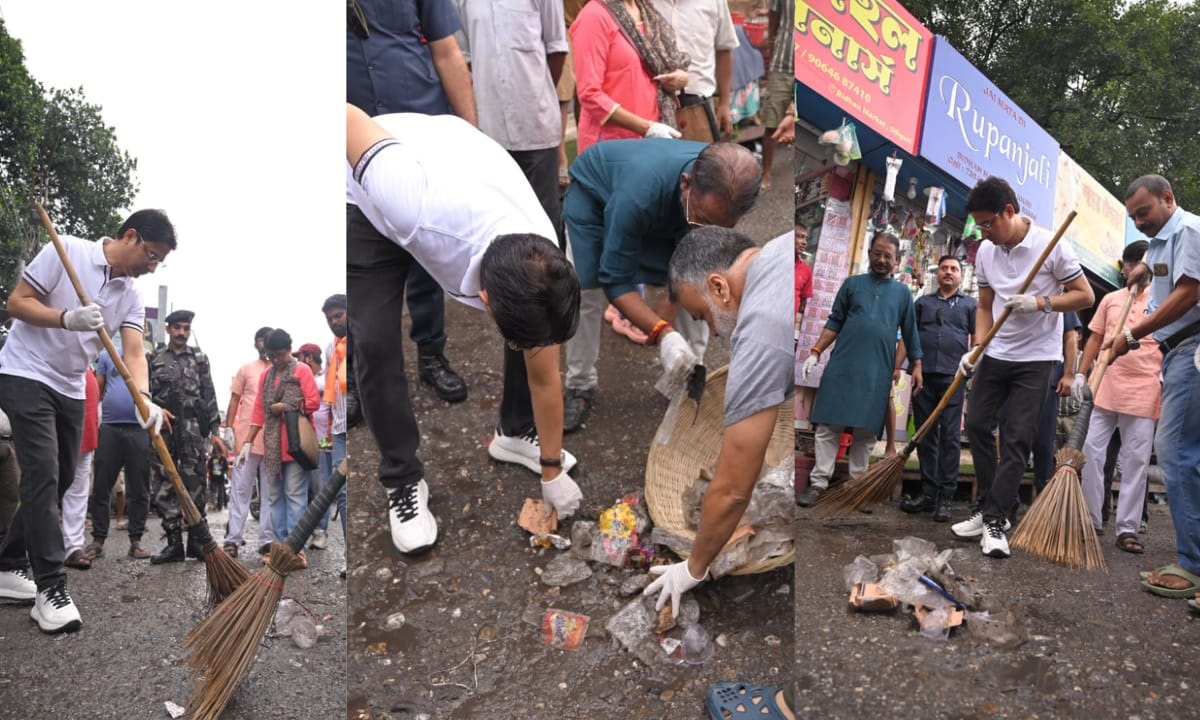 To commemorate PM Modi’s 75th birthday, Darjeeling MP Raju Bista launches the “Swachhata Abhiyan” at Siliguri’s Bidhan Market